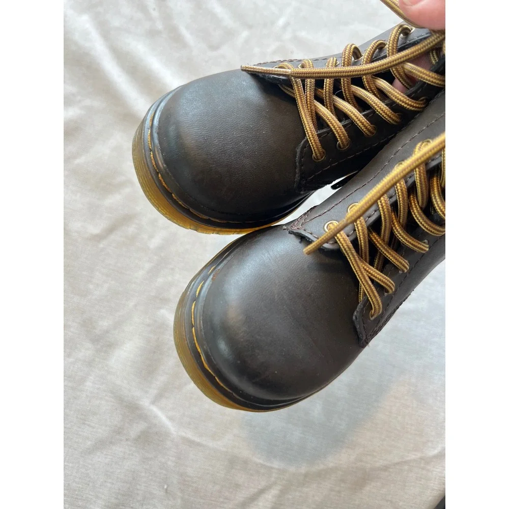 Dr. Martens  Toddler Dark Brown Leather Lace Up Side Zip Toddler Boots Size 8 US